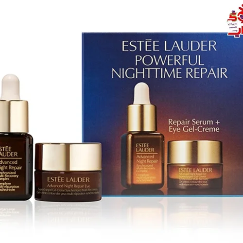ست استی لادر سرم ادونس نایت ریپیر 7میل و دور چشم 5میل اصل اروپاییESTEE  LAUDER Powerful Nighttime Repair Repair Serum & Eye Gel-Creme Mini Skincare Set Repair Serum + Eye Gel-Creme Mini Skincare Set