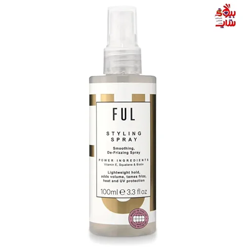 اسپری حجم دهنده و استایلینگ مو ful  اصل اروپایی حجم 100میل FUL STYLING SPRAY A lightweight, multifunctional spray with heat & UV protection. Making hair soft, frizz free and conditioned when styling. Adds volume and offers an invisible hold for hair