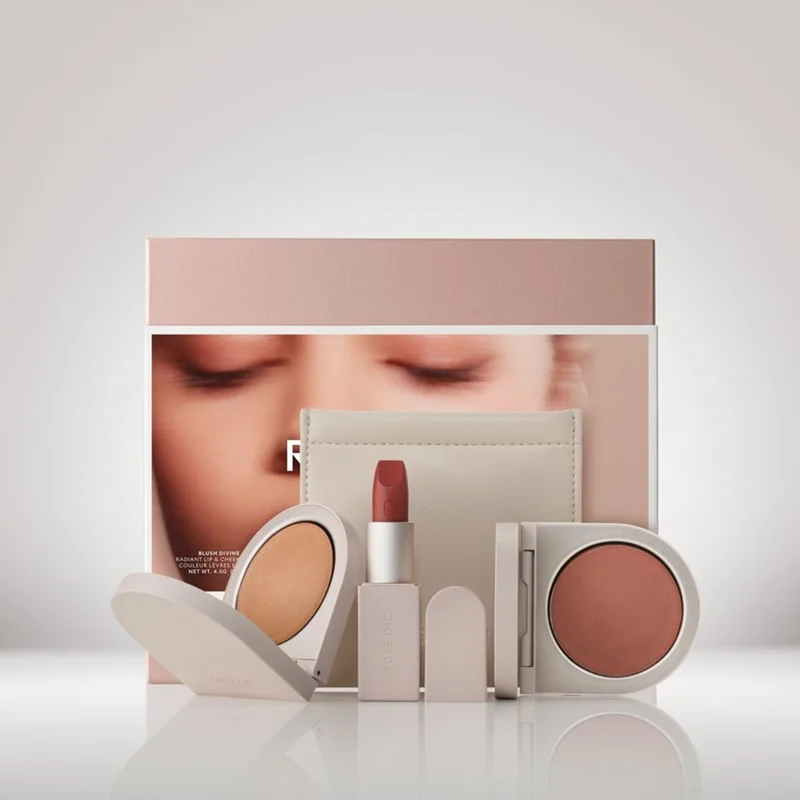 ست آرایشی رژ گونه،هایلایتر و رژ لب رز اینک اصل اروپایی ROSE INC